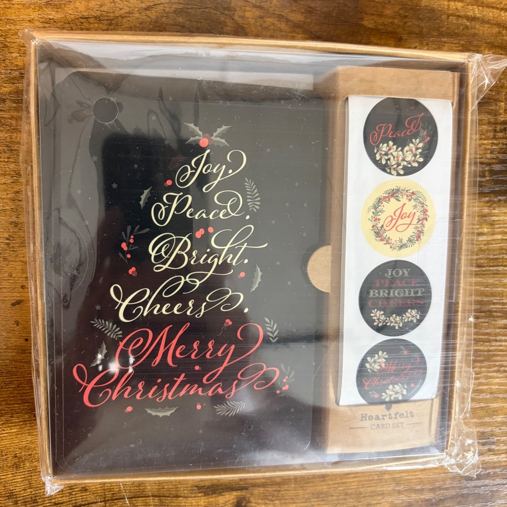 Heartfelt Christmas Card Set Dark Floral 12 Count Cards Envelopes Stickers N7039
